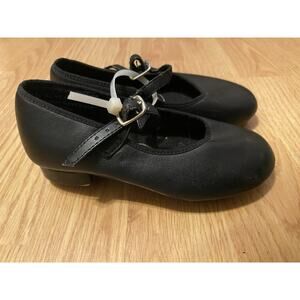Revolution Dancewear Black Buckle Tap Dancing Shoes Child Girls Size 12.5